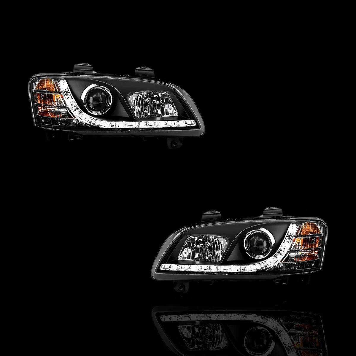Black DRL LED Headlights – Fits Holden Commodore VE Series 2 (2010–2013) | LH + RH Pair - Blckline Automotive