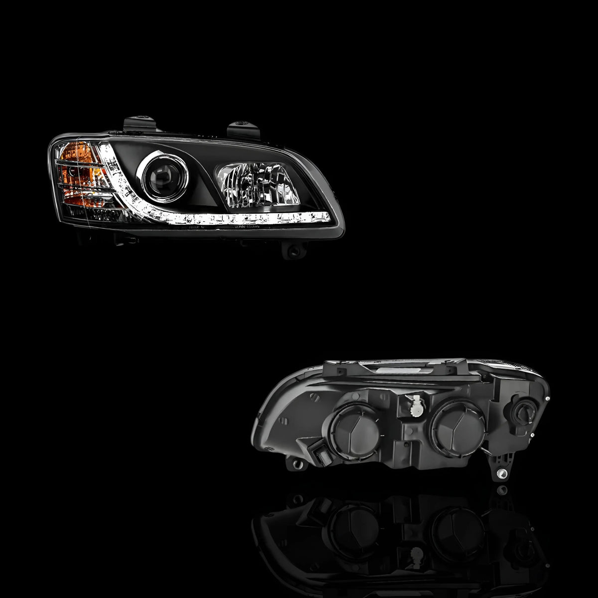 Black DRL LED Headlights – Fits Holden Commodore VE Series 2 (2010–2013) | LH + RH Pair - Blckline Automotive