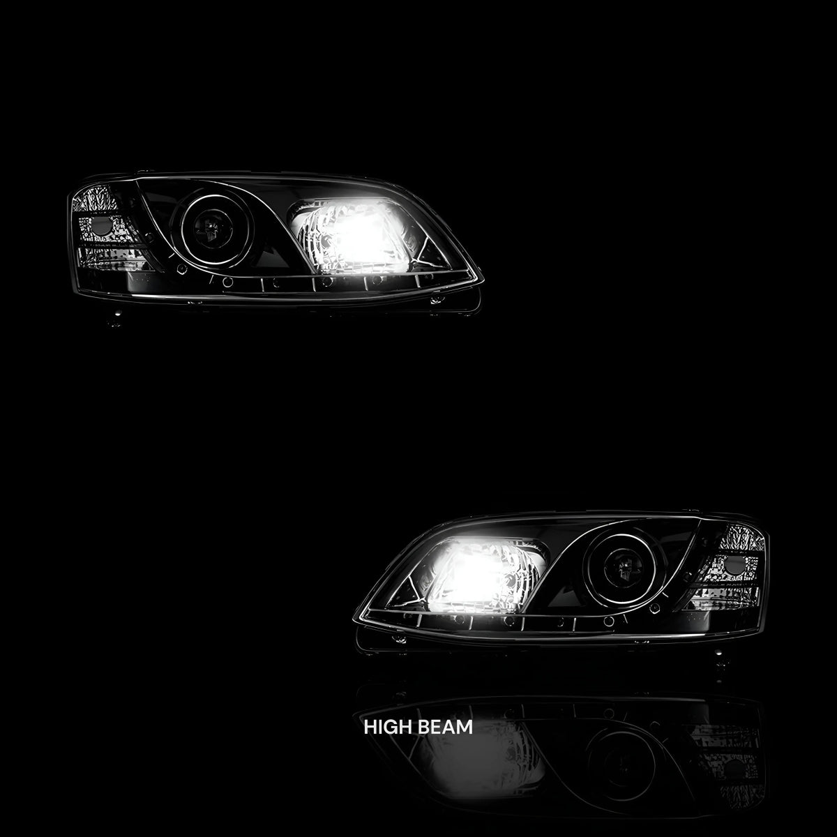 Black DRL LED Projector Headlights – Fits Holden Commodore VE Series 1 (2006–2010) | LH + RH Pair - Blckline Automotive