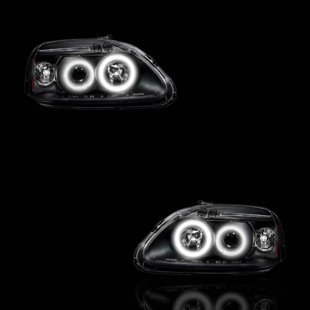 
                  
                    Black LED Halo Angel Eyes Projector Headlights – Fits Honda Civic EK (1999 - 2000) | Both (LH + RH) - Blckline Automotive
                  
                