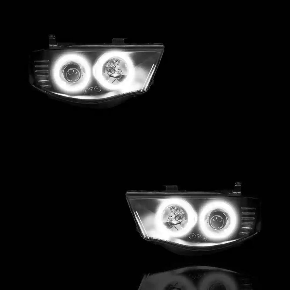 Black Series Halo Angel Eyes Projector Headlights – Fits Mitsubishi Triton ML MN (2006 - 2015) | LH + RH Pair - Blckline Automotive