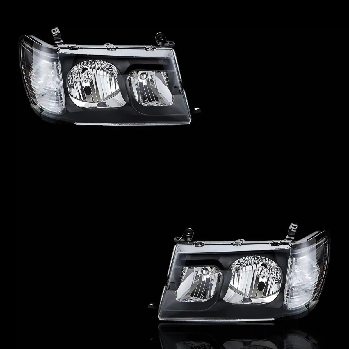 Black Series Headlights – Fits Toyota LandCruiser 100 & 105 Series (1998–2007) | LH + RH Pair - Blckline Automotive