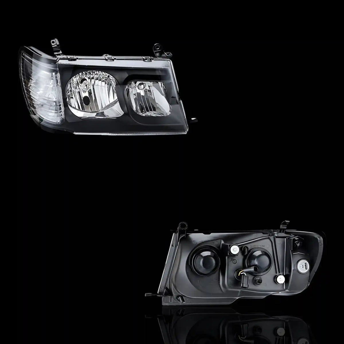 Black Series Headlights – Fits Toyota LandCruiser 100 & 105 Series (1998–2007) | LH + RH Pair - Blckline Automotive