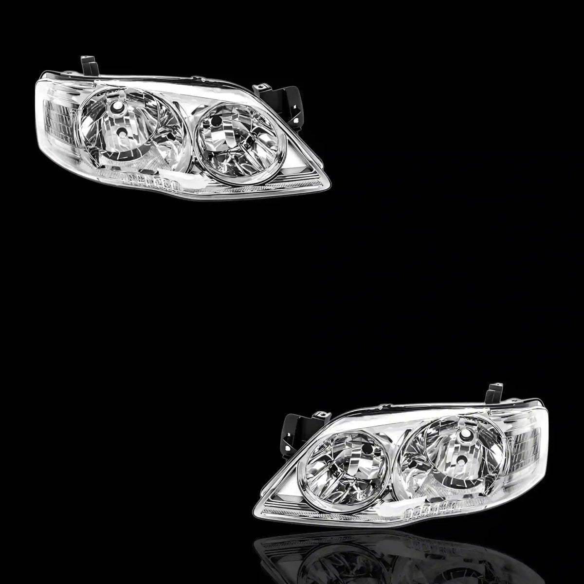 Chrome / Black Style Headlights – Fits Ford Falcon BF Series 2 & 3 (2006 - 2011) | LH + RH Pair - Blckline Automotive