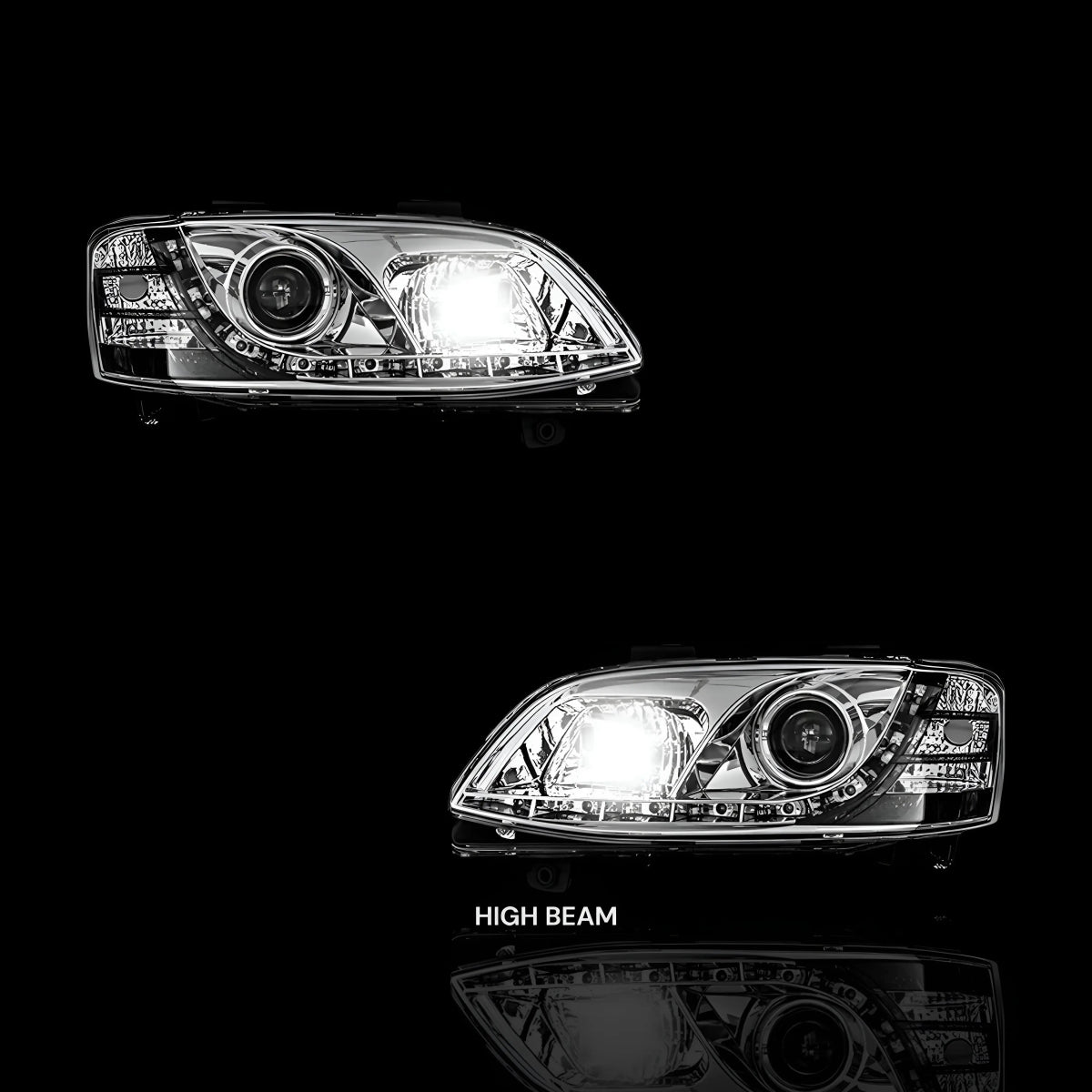 Crystal Clear DRL LED Projector Headlights – Fits Holden Commodore VE Series 2 (2010–2013) | LH + RH Pair - Blckline Automotive