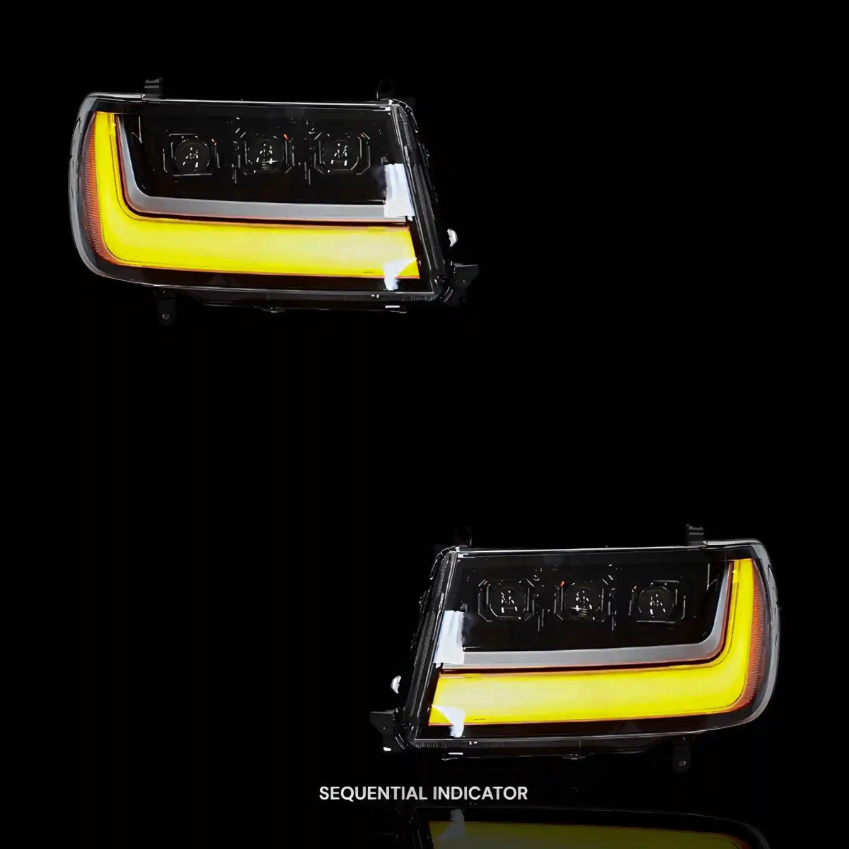 INFO Sequential Full LED DRL Projector Headlights – Fits Toyota LandCruiser 100 Series (2005 - 2007) | LH + RH - Blckline Automotive