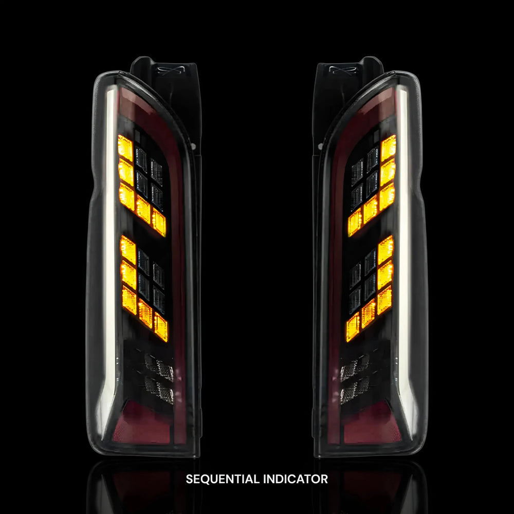 
                  
                    Sequential Smoked Tail Lights – Fits Toyota Hiace H200 (2005–2018) | LH + RH Pair - Blckline Automotive
                  
                